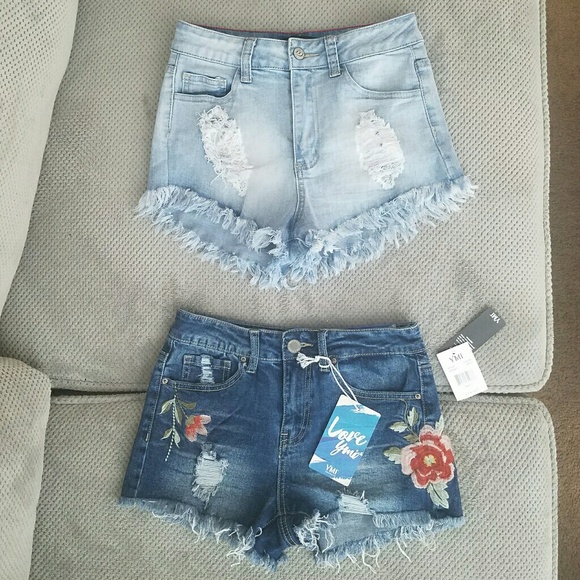 YMI Pants - 2pc High Waist Cutoff Denim Shorts bundle